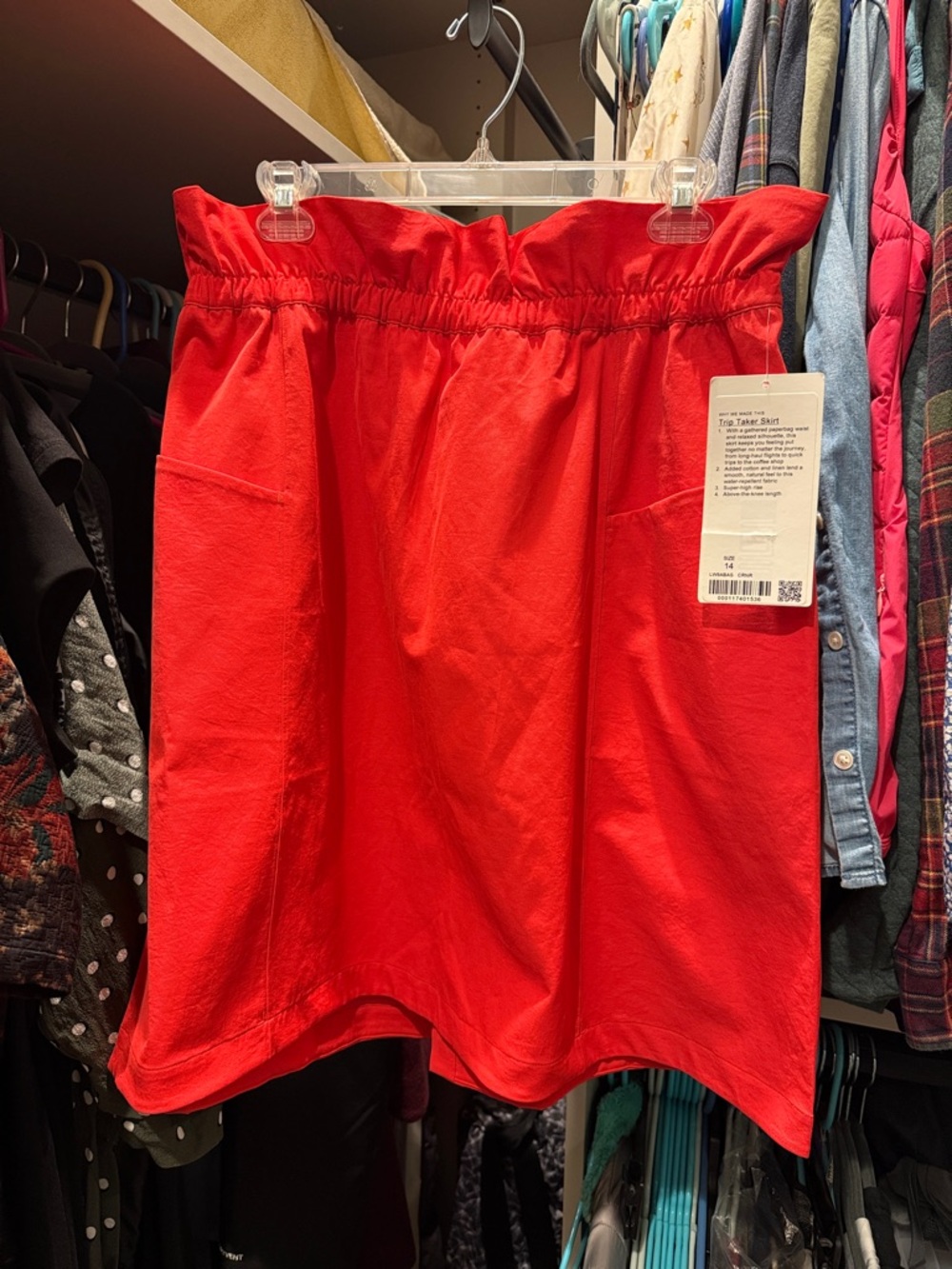 Lululemon Trip Taker Skirt Carnation Red NEW Size 14 Ruffle Paperbag Waist